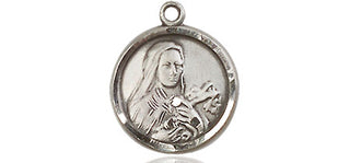 Pewter Saint Theresa Medal Engraved Catholic Saint Jewelry