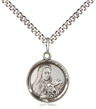 Pewter Saint Theresa Medal Religious and Catholic Jewelry Engraved Catholic Saint Jewelry