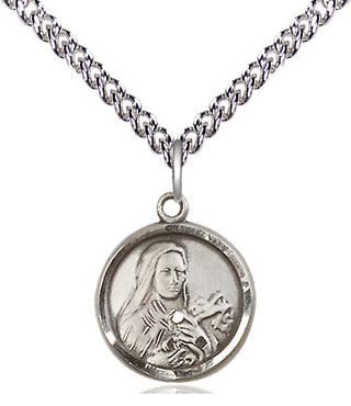 Sterling Silver Saint Theresa Medal Religious and Catholic Jewelry Engraved Catholic Saint Jewelry