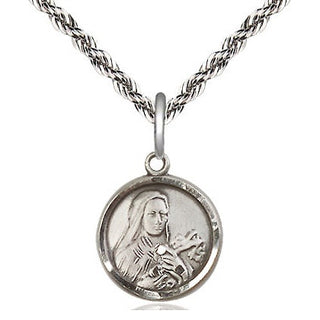 Sterling Silver Saint Theresa Medal Religious and Catholic Jewelry Engraved Catholic Saint Jewelry