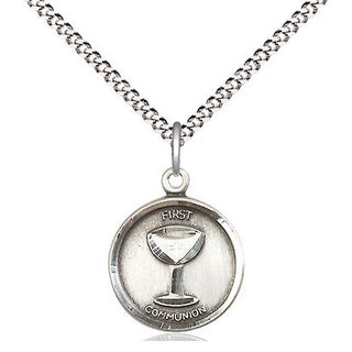 Pewter Communion Medal Religious and Catholic Jewelry Engraved Catholic Saint Jewelry
