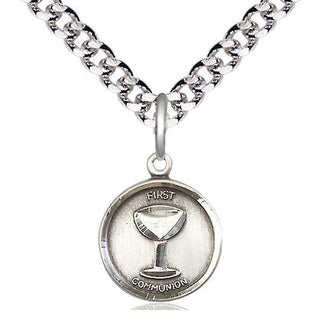 Pewter Communion Medal Religious and Catholic Jewelry Engraved Catholic Saint Jewelry