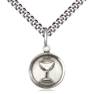 Pewter Communion Medal Religious and Catholic Jewelry Engraved Catholic Saint Jewelry