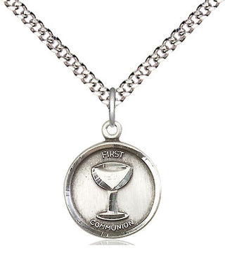 Sterling Silver Communion Medal Religious and Catholic Jewelry Engraved Catholic Saint Jewelry