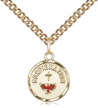 14kt Gold Filled Confirmation Medal Religious and Catholic Jewelry Engraved Catholic Saint Jewelry
