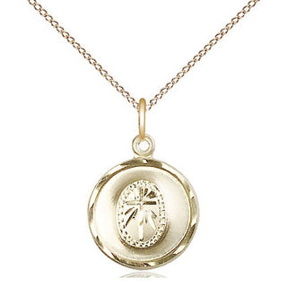 14kt Gold Cross Medal Engraved Catholic Saint Jewelry