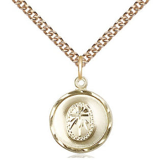 14kt Gold Cross Medal Engraved Catholic Saint Jewelry