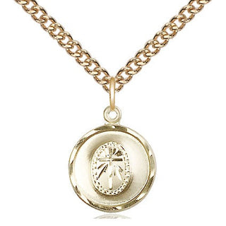 14kt Gold Cross Medal Engraved Catholic Saint Jewelry