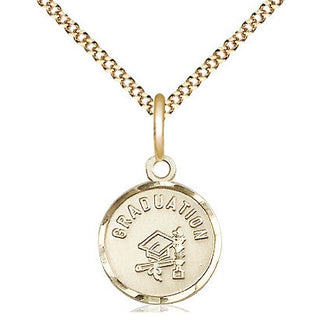 14kt Gold Filled Graduation Medal Religious and Catholic Jewelry Engraved Catholic Saint Jewelry