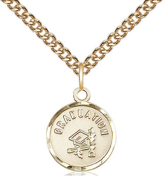 14kt Gold Filled Graduation Medal Religious and Catholic Jewelry Engraved Catholic Saint Jewelry