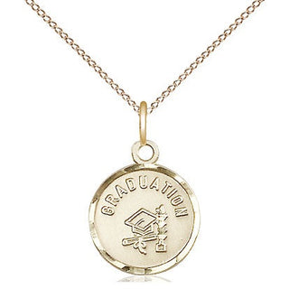 14kt Gold Graduation Medal Engraved Catholic Saint Jewelry