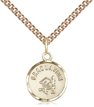 14kt Gold Graduation Medal Engraved Catholic Saint Jewelry