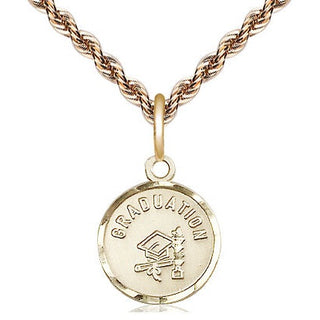 14kt Gold Graduation Medal Engraved Catholic Saint Jewelry