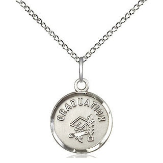 Sterling Silver Graduation Medal Religious and Catholic Jewelry Engraved Catholic Saint Jewelry