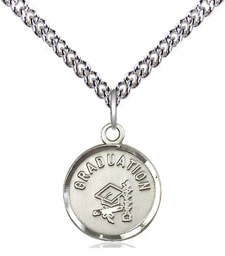 Sterling Silver Graduation Medal Religious and Catholic Jewelry Engraved Catholic Saint Jewelry