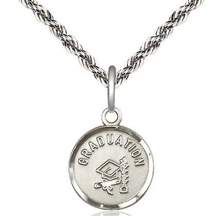 Sterling Silver Graduation Medal Religious and Catholic Jewelry Engraved Catholic Saint Jewelry