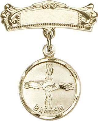 14kt Gold Filled Badge Pin Baptism Baby Badge - Engravable