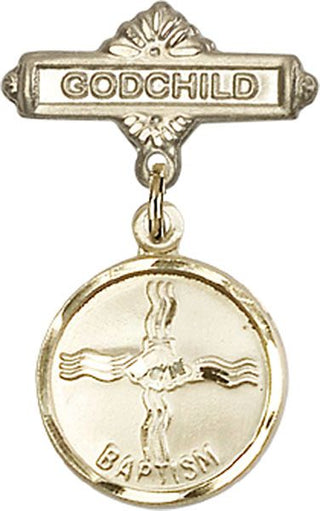 14kt Gold Godchild Baptism Baby Badge - Engravable