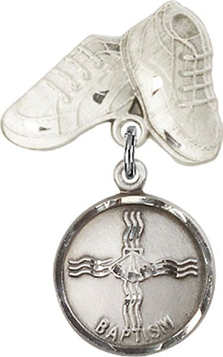 Sterling Silver Baby Boots Baptism Baby Badge - Engravable
