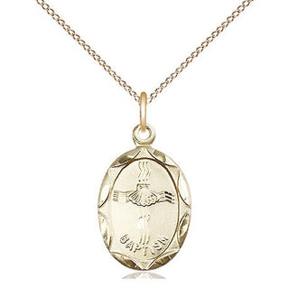 14kt Gold Baptism Medal Engraved Catholic Saint Jewelry