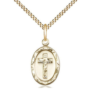 14kt Gold Filled Crucifix Medal Religious Jewelry Engraved Catholic Saint Jewelry