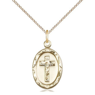 14kt Gold Filled Crucifix Medal Religious Jewelry Engraved Catholic Saint Jewelry