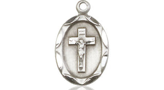 Sterling Silver Crucifix Medal Engraved Catholic Saint Jewelry