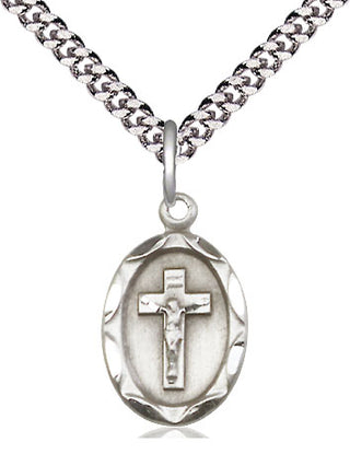 Sterling Silver Crucifix Medal Religious Jewelry Engraved Catholic Saint Jewelry