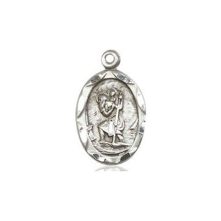 Pewter Saint Christopher Medal Engraved Catholic Saint Jewelry