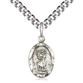Pewter Saint Christopher Medal Religious Jewelry Engraved Catholic Saint Jewelry