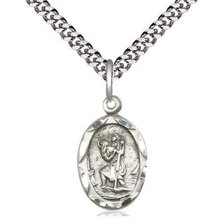 Pewter Saint Christopher Medal Religious Jewelry Engraved Catholic Saint Jewelry