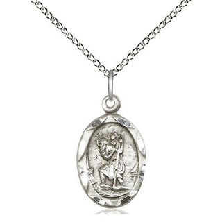 Sterling Silver Saint Christopher Medal Religious Jewelry Engraved Catholic Saint Jewelry