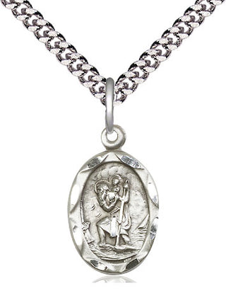 Sterling Silver Saint Christopher Medal Religious Jewelry Engraved Catholic Saint Jewelry