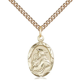 14kt Gold Filled Saint Anthony of Padua Medal Religious Jewelry Engraved Catholic Saint Jewelry