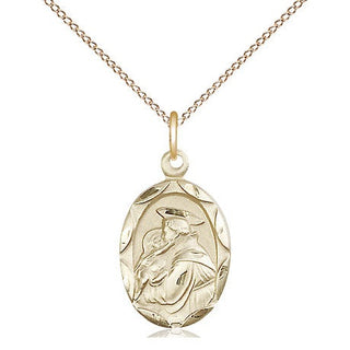 14kt Gold Saint Anthony of Padua Medal Engraved Catholic Saint Jewelry