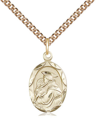 14kt Gold Saint Anthony of Padua Medal Engraved Catholic Saint Jewelry