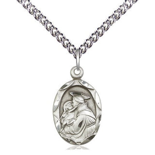 Sterling Silver Saint Anthony of Padua Medal Religious Jewelry Engraved Catholic Saint Jewelry