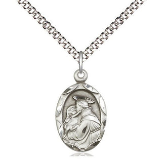 Sterling Silver Saint Anthony of Padua Medal Religious Jewelry Engraved Catholic Saint Jewelry