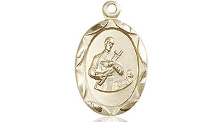 14kt Gold Saint Gerard Medal Engraved Catholic Saint Jewelry