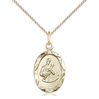 14kt Gold Saint Gerard Medal Engraved Catholic Saint Jewelry