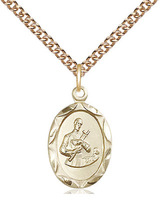 14kt Gold Saint Gerard Medal Engraved Catholic Saint Jewelry