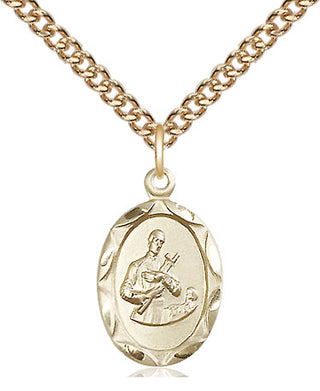 14kt Gold Saint Gerard Medal Engraved Catholic Saint Jewelry