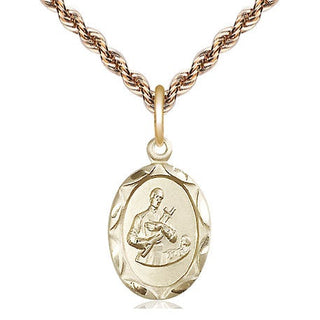 14kt Gold Saint Gerard Medal Engraved Catholic Saint Jewelry