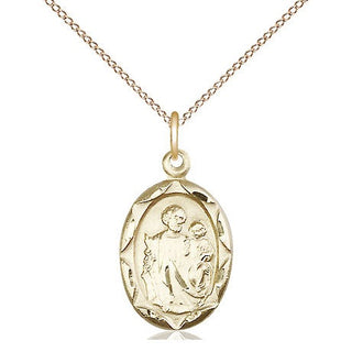 14kt Gold Saint Joseph Medal Engraved Catholic Saint Jewelry