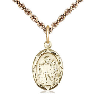 14kt Gold Saint Joseph Medal Engraved Catholic Saint Jewelry
