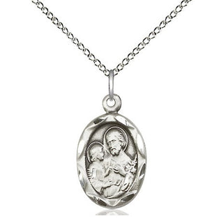 Sterling Silver Saint Joseph Medal Religious Jewelry Engraved Catholic Saint Jewelry