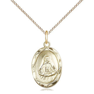 14kt Gold Saint Frances Cabrini Medal Engraved Catholic Saint Jewelry