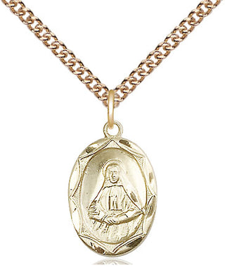 14kt Gold Saint Frances Cabrini Medal Engraved Catholic Saint Jewelry