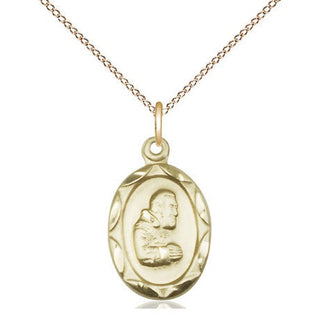14kt Gold Saint Pio of Pietrelcina Medal Engraved Catholic Saint Jewelry