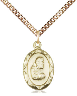 14kt Gold Saint Pio of Pietrelcina Medal Engraved Catholic Saint Jewelry